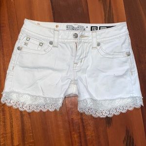 White Miss Me Denim Shorts